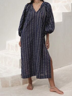 DAUGHTERS OF INDIA poet cotton stripe maxi dress